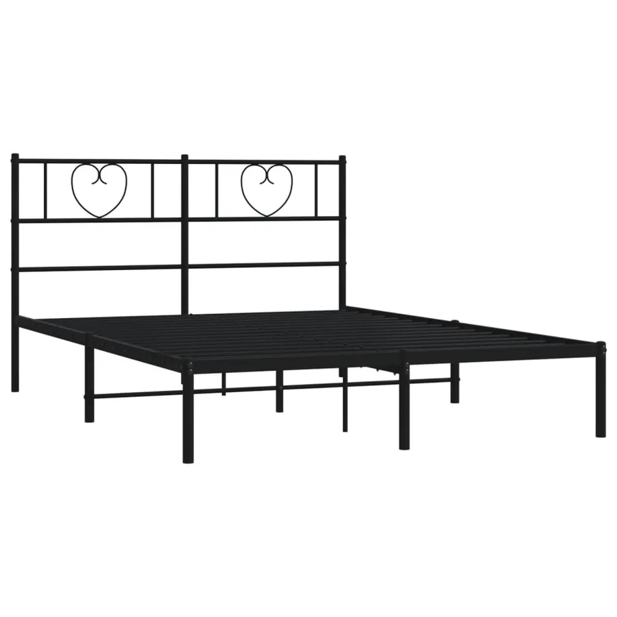 Cadre de lit métal sans matelas avec tête de lit noir 140x190cm - 4
