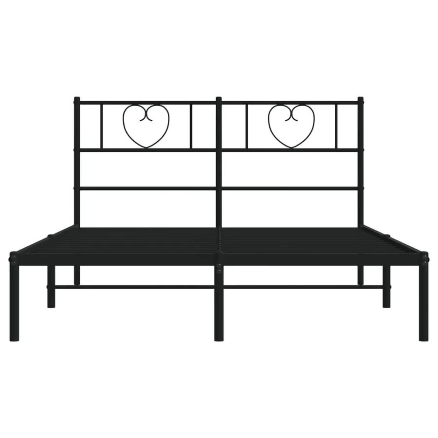 Cadre de lit métal sans matelas avec tête de lit noir 140x190cm - 5