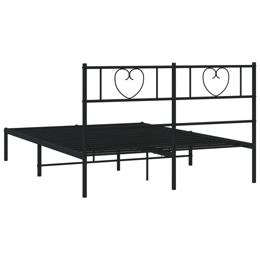 Cadre de lit métal sans matelas avec tête de lit noir 140x190cm - 7