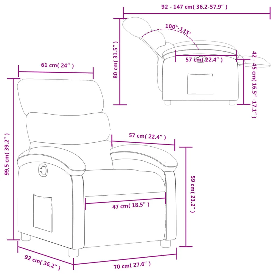 Fauteuil inclinable en similicuir crème - 11