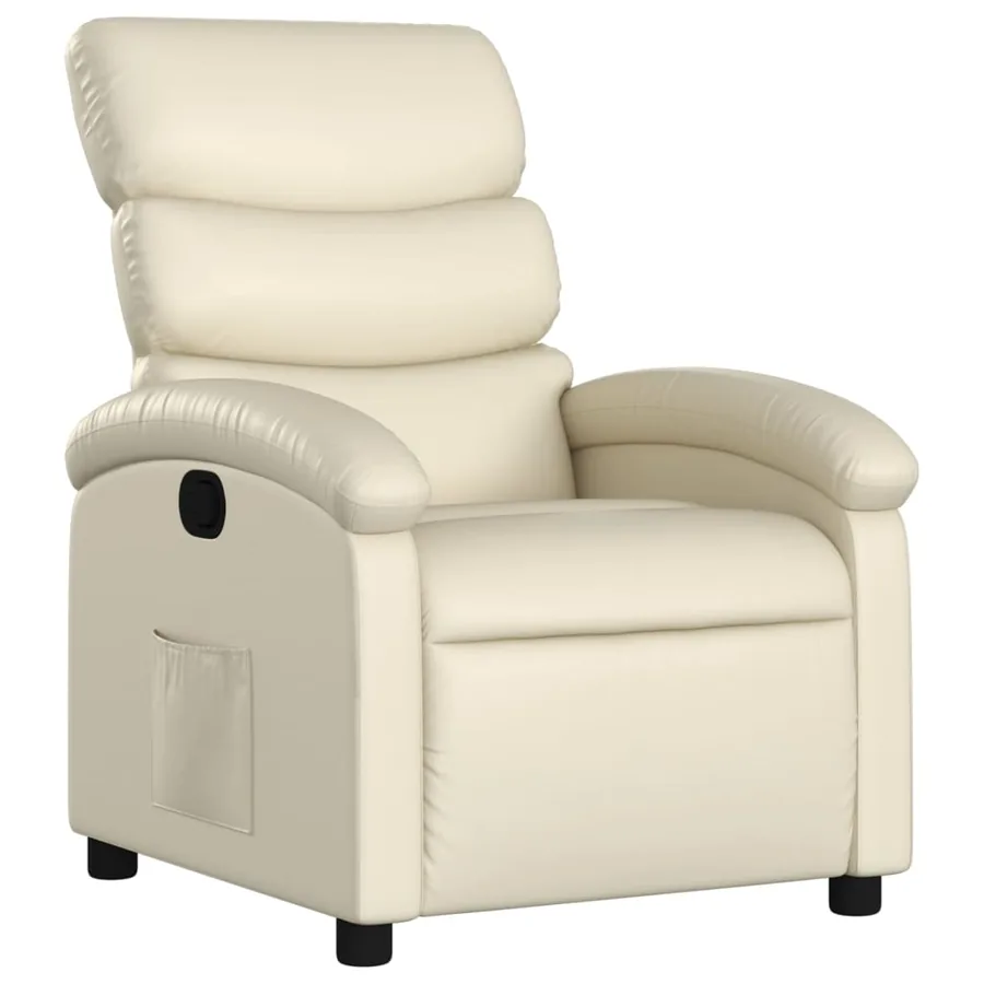 Fauteuil inclinable en similicuir crème - 2