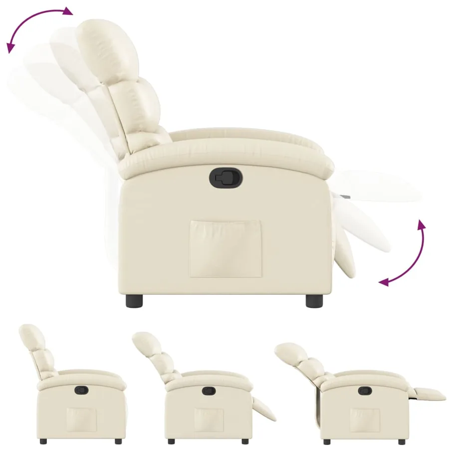 Fauteuil inclinable en similicuir crème - 6
