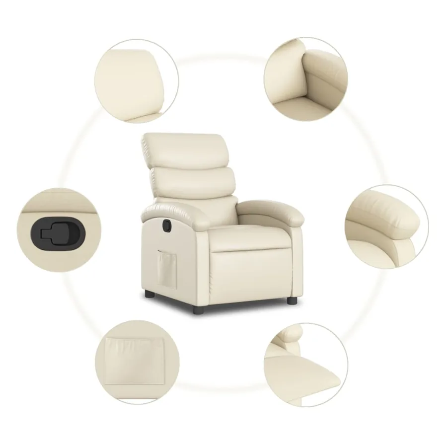 Fauteuil inclinable en similicuir crème - 7