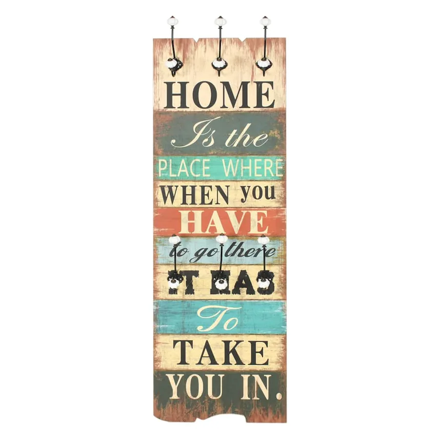 Porte-manteau mural avec 6 crochets 120 x 40 cm HOME IS - 3