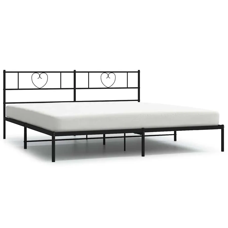 Cadre de lit métal sans matelas avec tête de lit noir 183x213cm - 2