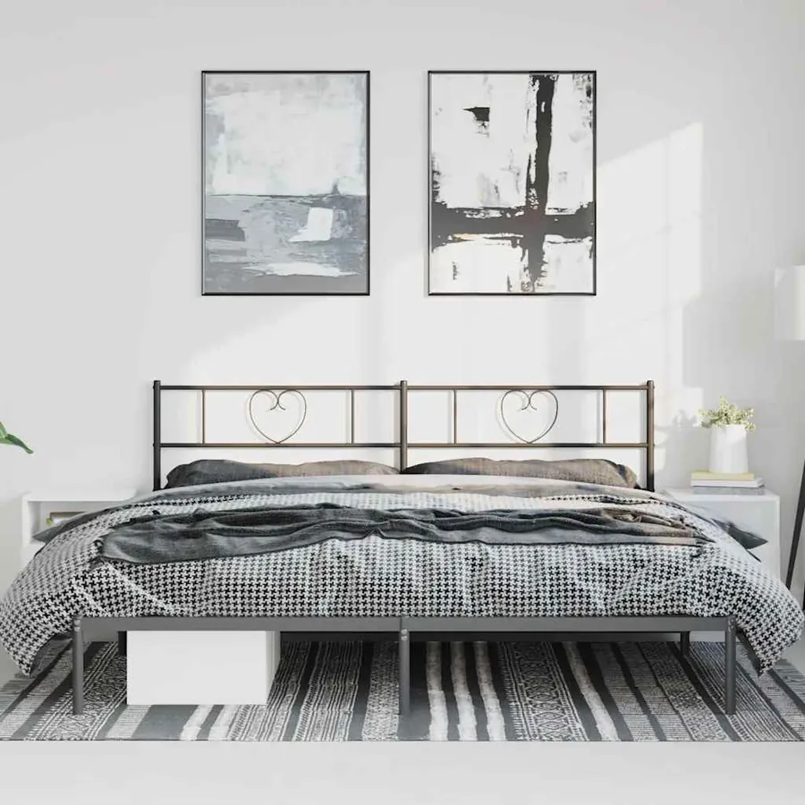 Cadre de lit métal sans matelas avec tête de lit noir 183x213cm - 4