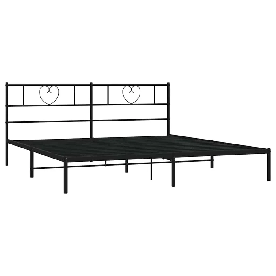 Cadre de lit métal sans matelas avec tête de lit noir 183x213cm - 5