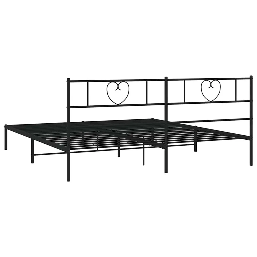 Cadre de lit métal sans matelas avec tête de lit noir 183x213cm - 8