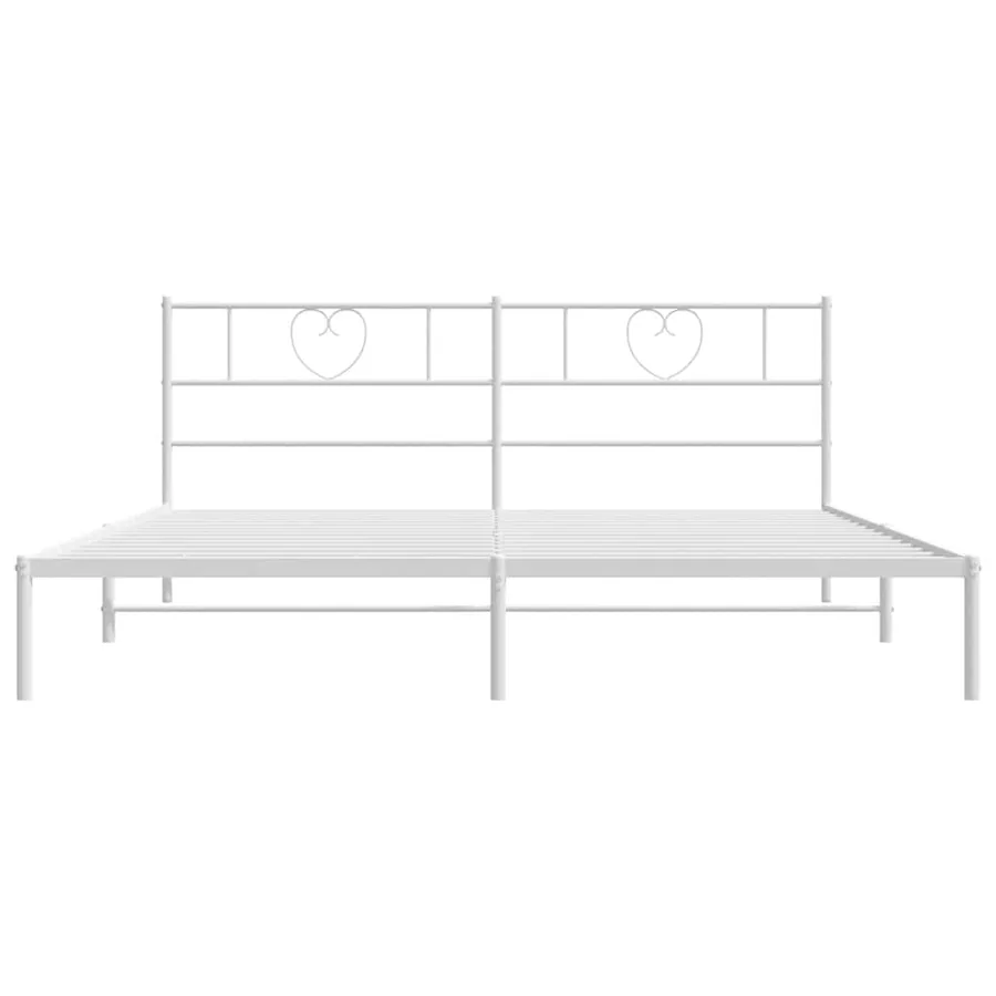 Cadre de lit métal sans matelas et tête de lit blanc 193x203 cm - 5