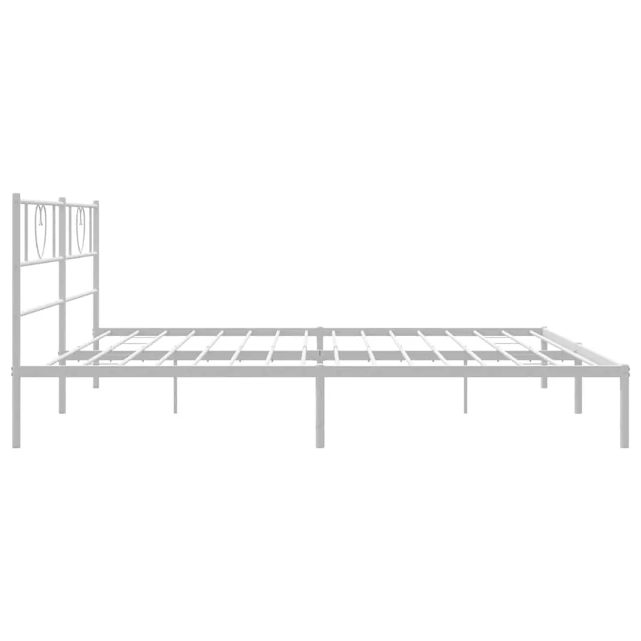 Cadre de lit métal sans matelas et tête de lit blanc 193x203 cm - 7