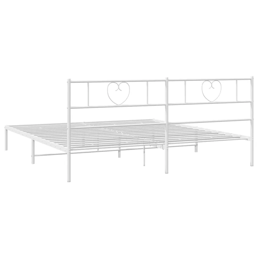 Cadre de lit métal sans matelas et tête de lit blanc 193x203 cm - 8