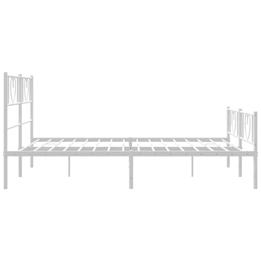 Cadre de lit métal sans matelas et pied de lit blanc 150x200 cm - 6