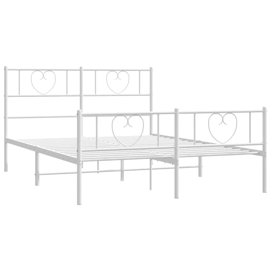 Cadre de lit métal sans matelas et pied de lit blanc 150x200 cm - 7