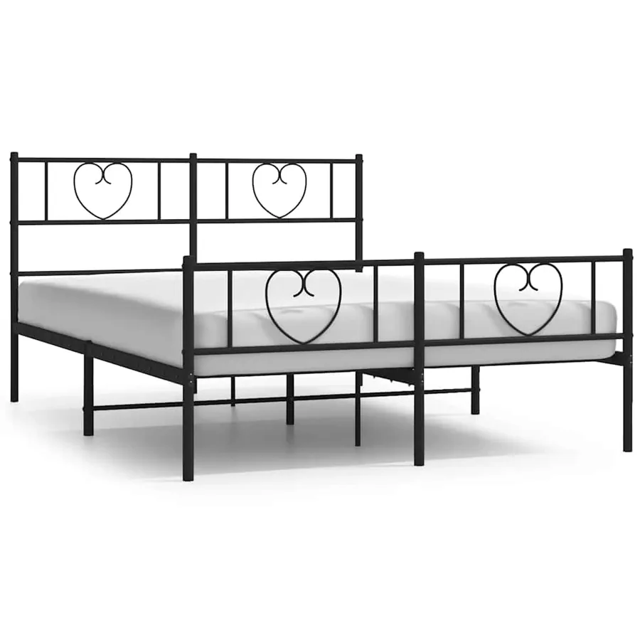 Cadre de lit métal sans matelas avec pied de lit noir 135x190cm - 2