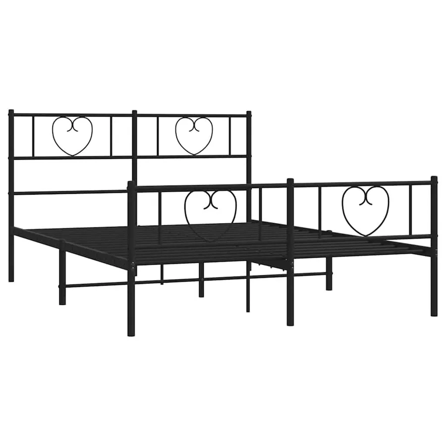 Cadre de lit métal sans matelas avec pied de lit noir 135x190cm - 5