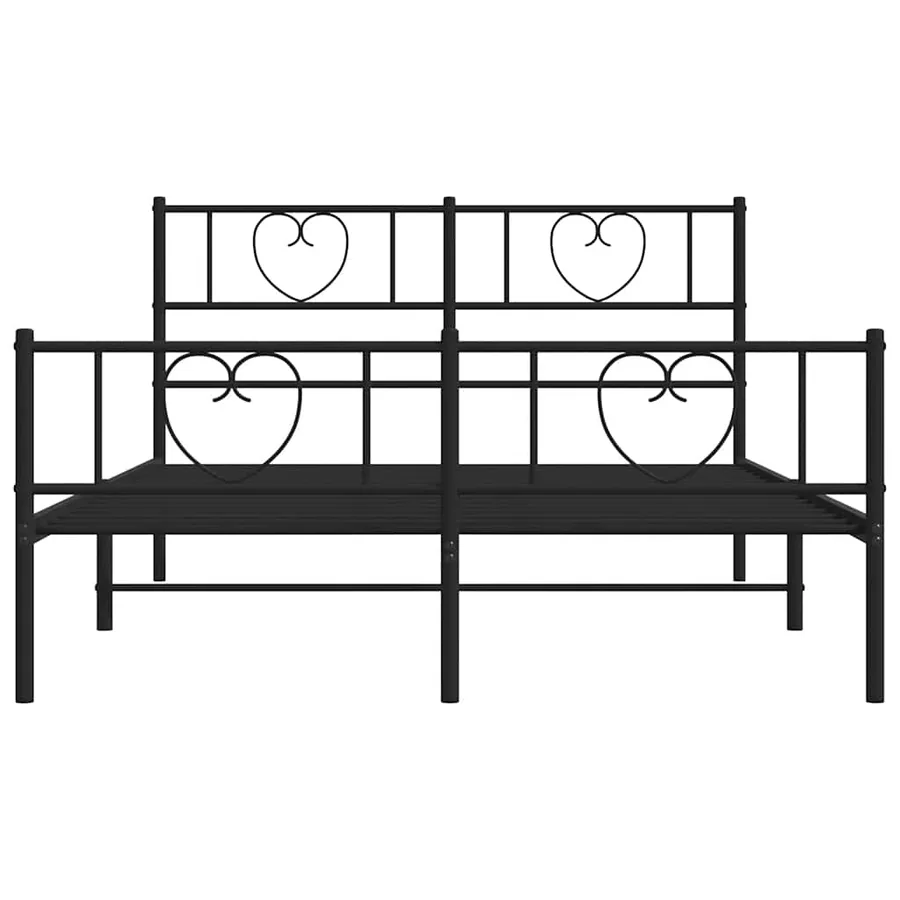 Cadre de lit métal sans matelas avec pied de lit noir 135x190cm - 6