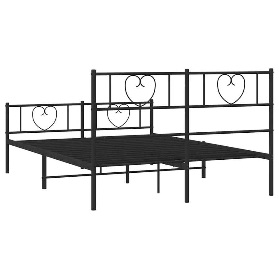 Cadre de lit métal sans matelas avec pied de lit noir 135x190cm - 8