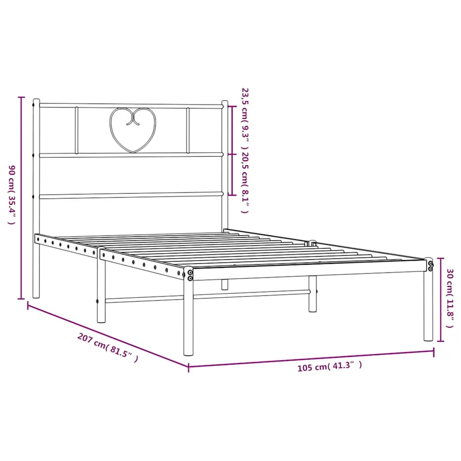 Cadre de lit métal sans matelas et tête de lit blanc 100x200 cm - 10