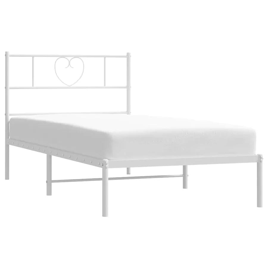 Cadre de lit métal sans matelas et tête de lit blanc 100x200 cm - 3