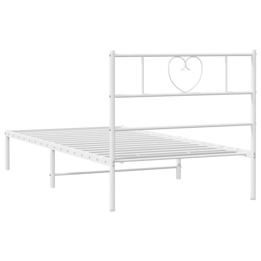 Cadre de lit métal sans matelas et tête de lit blanc 100x200 cm - 8