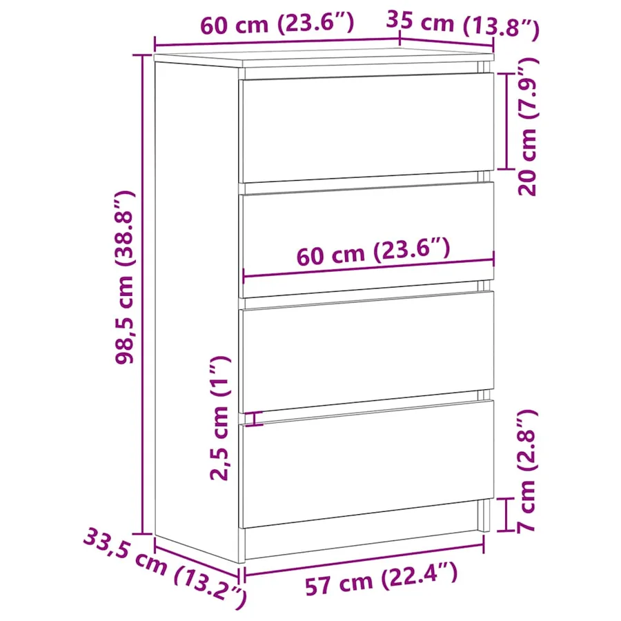 Buffet Chêne marron 60x35x98,5 cm Bois d'ingénierie - 12