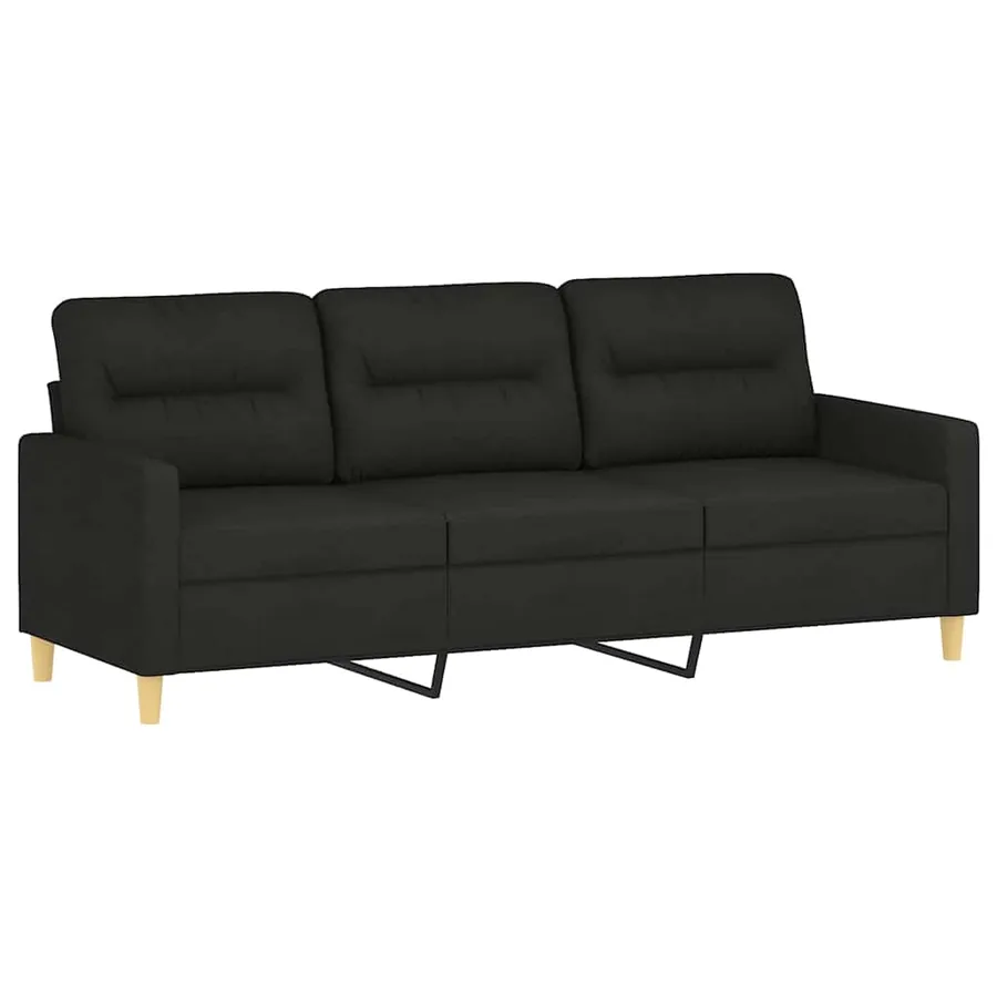 Canapé à 3 places avec repose-pieds Noir 180 cm Tissu - 4