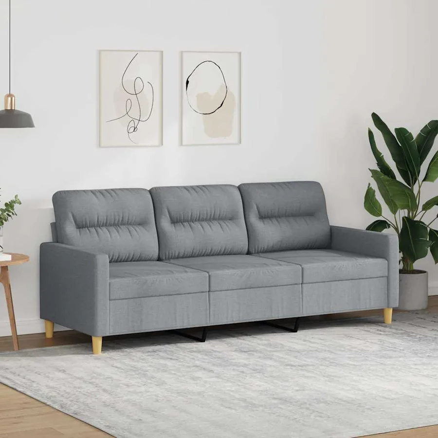 Canapé à 3 places Gris clair 180 cm Tissu