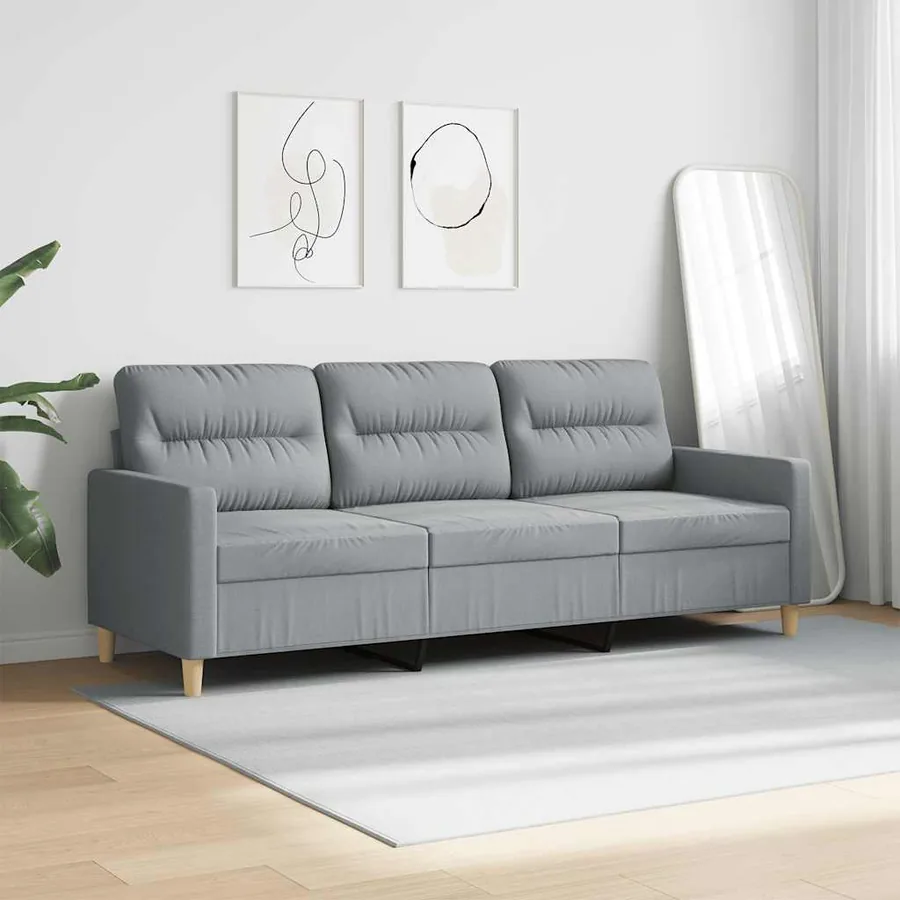 Canapé à 3 places Gris clair 180 cm Tissu - 3