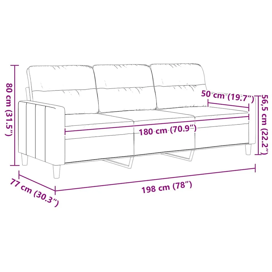 Canapé à 3 places Gris clair 180 cm Tissu - 9