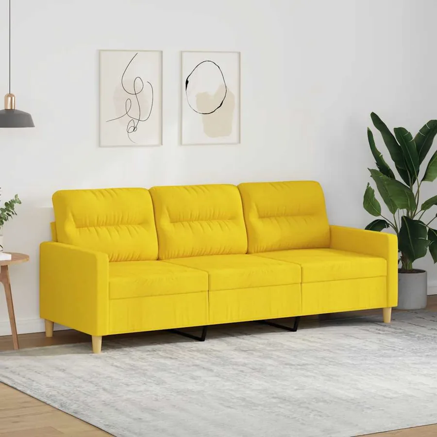 Canapé à 3 places Jaune clair 180 cm Tissu