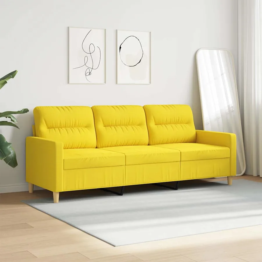 Canapé à 3 places Jaune clair 180 cm Tissu - 3