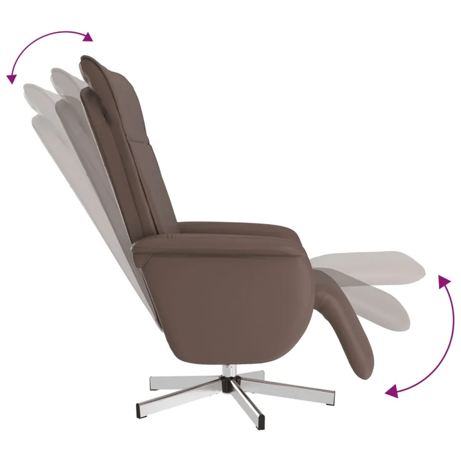 Fauteuil inclinable avec repose-pieds marron similicuir - 6