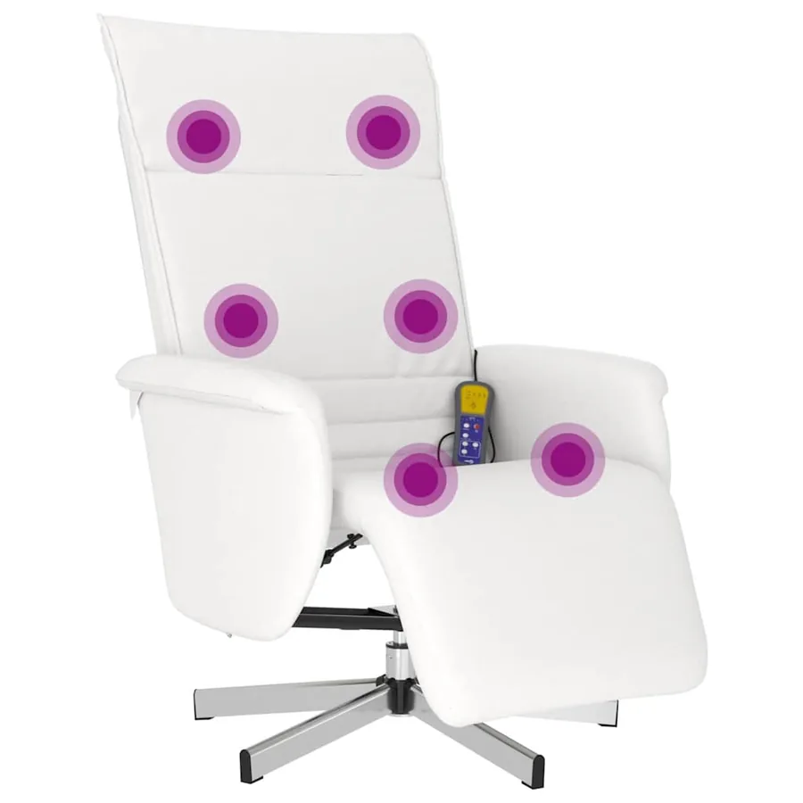 Fauteuil inclinable de massage repose-pieds blanc similicuir - 2