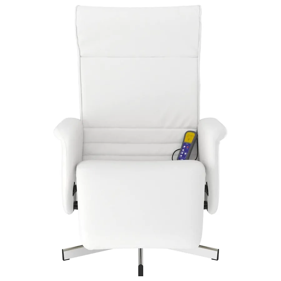 Fauteuil inclinable de massage repose-pieds blanc similicuir - 4
