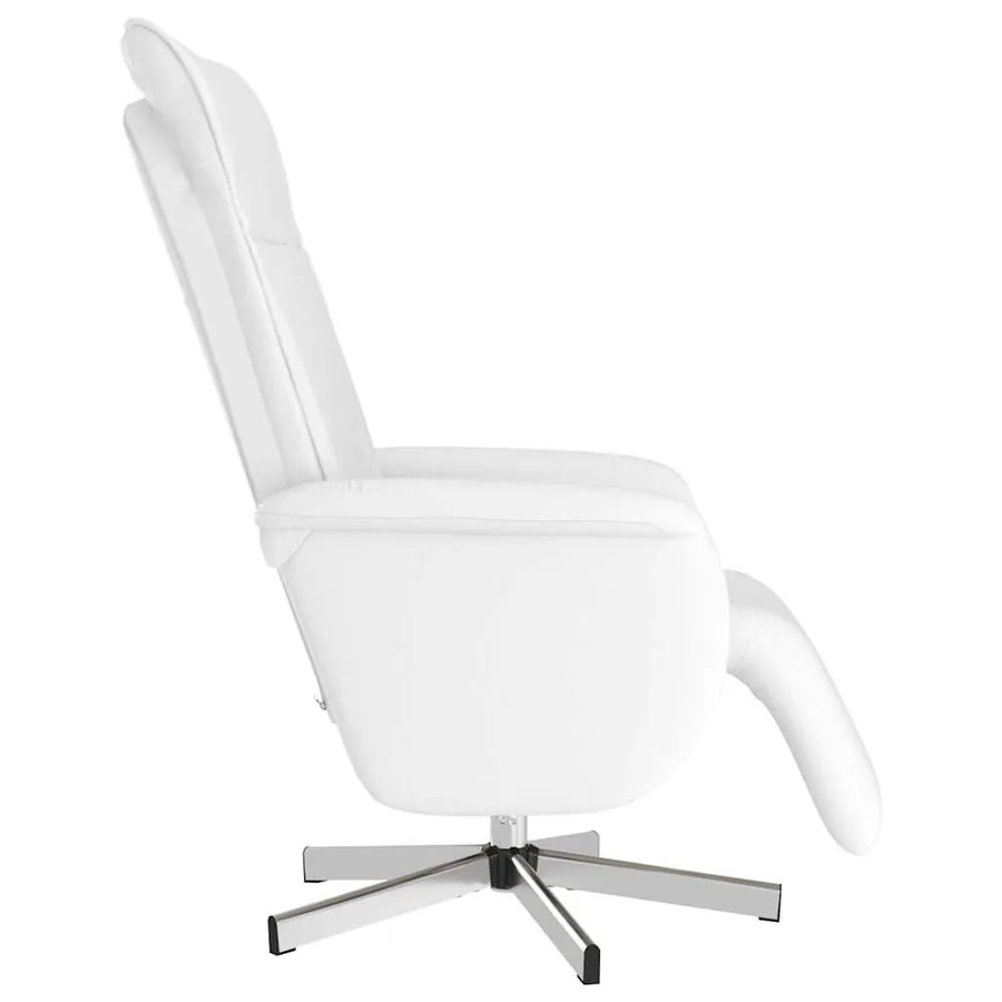 Fauteuil inclinable de massage repose-pieds blanc similicuir - 5