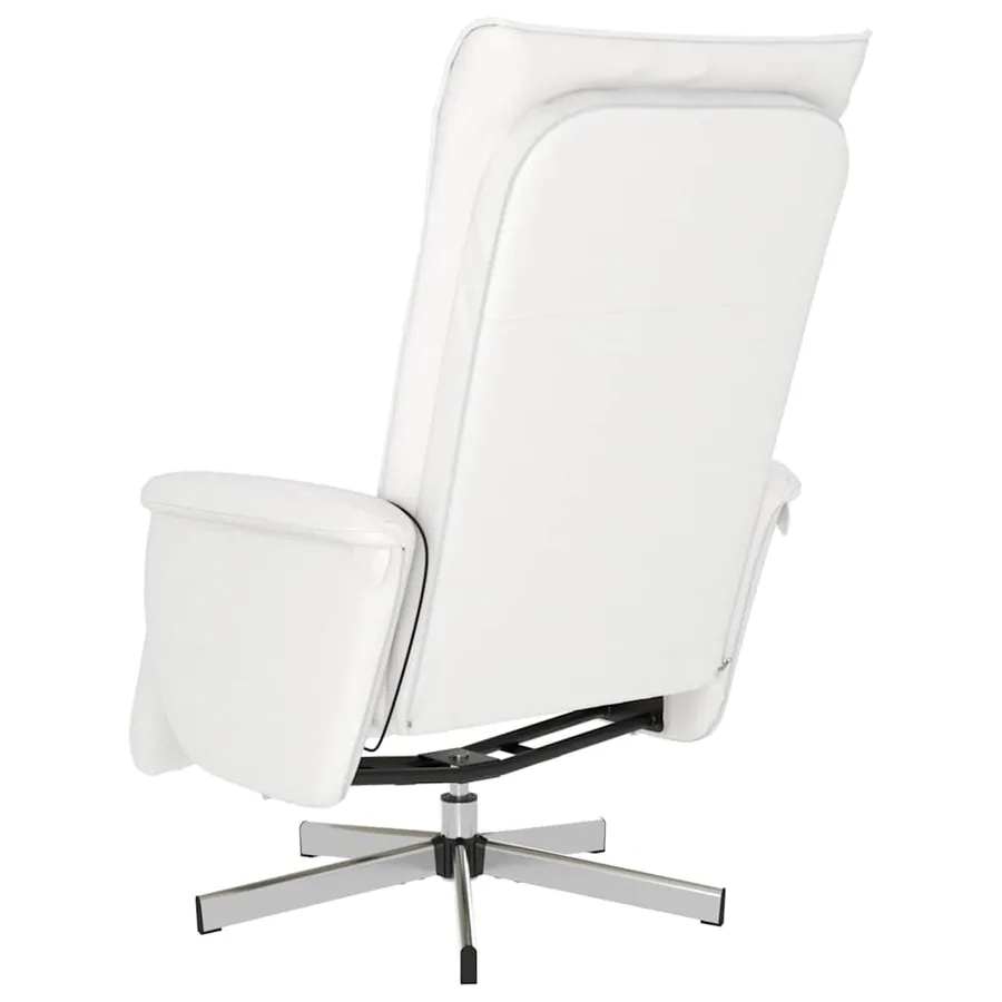 Fauteuil inclinable de massage repose-pieds blanc similicuir - 6