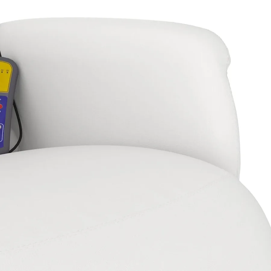 Fauteuil inclinable de massage repose-pieds blanc similicuir - 8