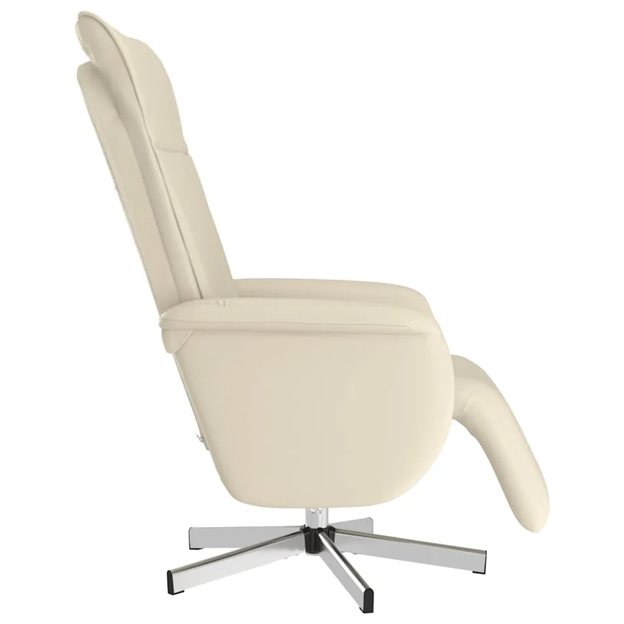 Fauteuil inclinable de massage et repose-pieds crème similicuir - 5