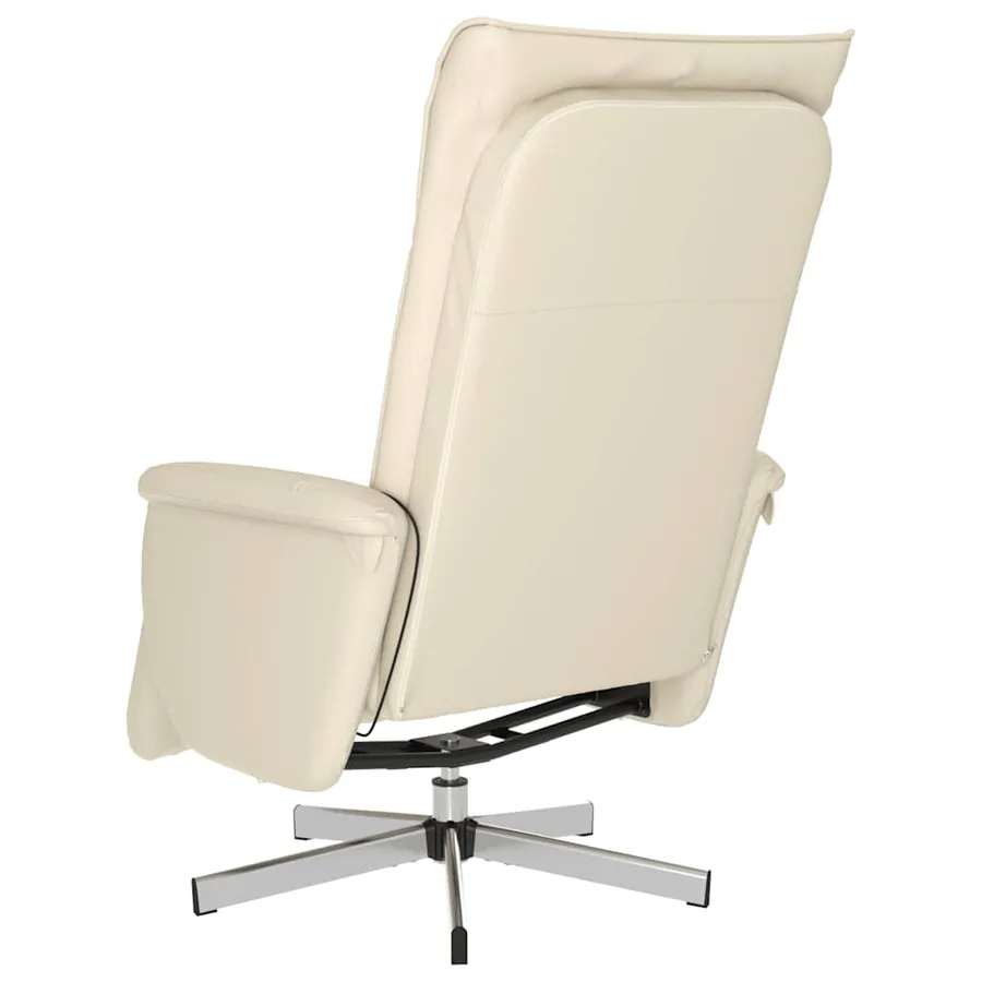 Fauteuil inclinable de massage et repose-pieds crème similicuir - 6