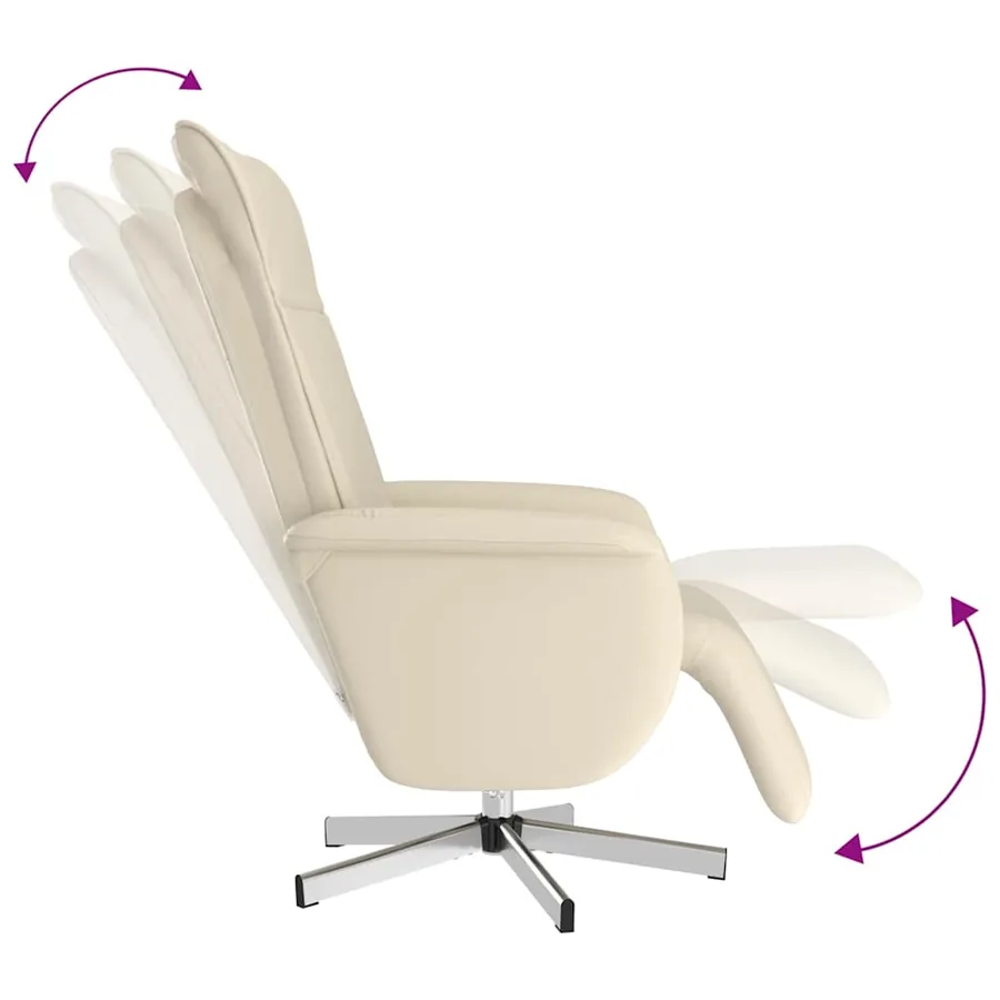Fauteuil inclinable de massage et repose-pieds crème similicuir - 7