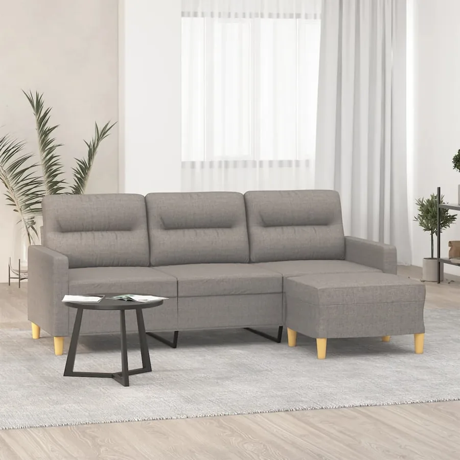 Canapé à 3 places avec repose-pieds Taupe 180 cm Tissu