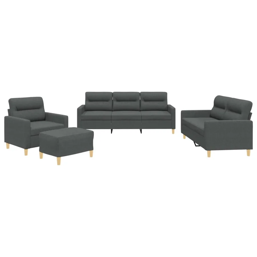 Ensemble de canapés 4 pcs avec coussins Gris foncé Tissu - 2