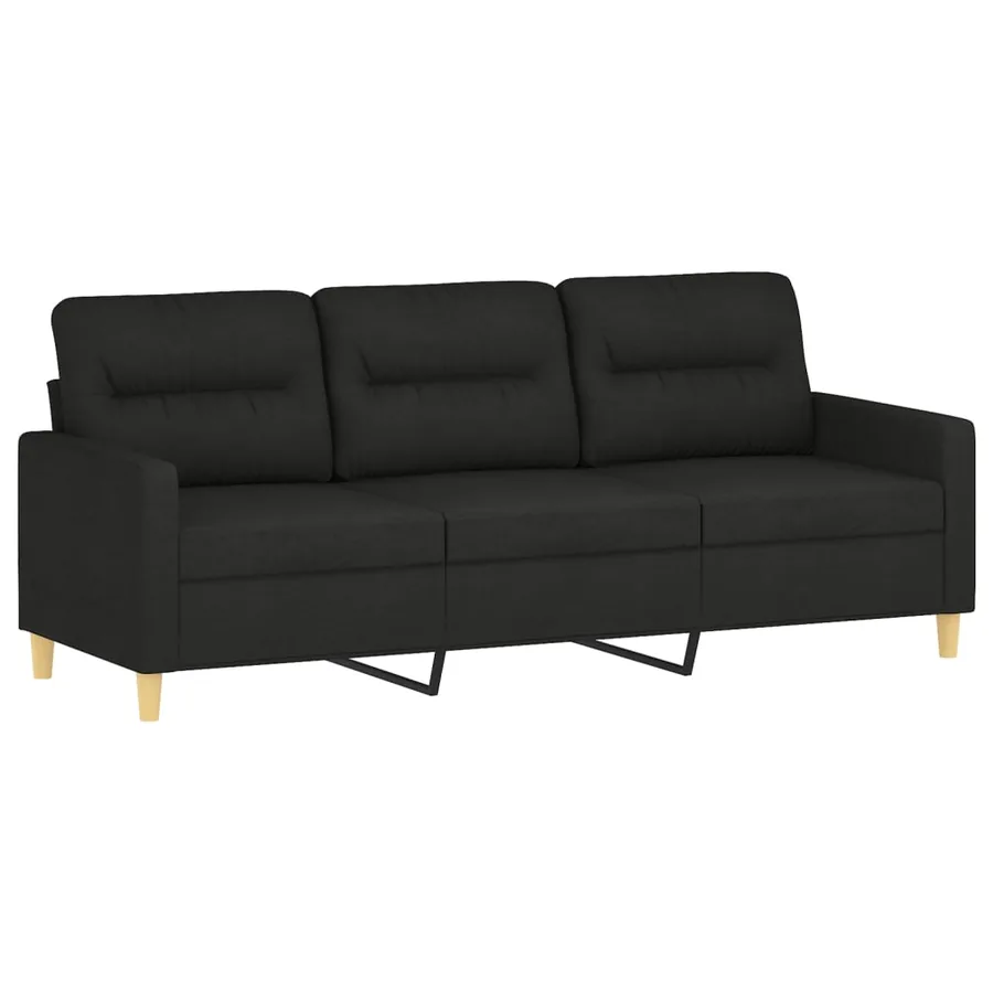Ensemble de canapés 4 pcs avec coussins noir tissu - 5