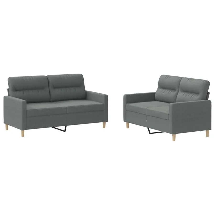 Ensemble de canapés 2 pcs avec coussins Gris foncé Tissu - 2