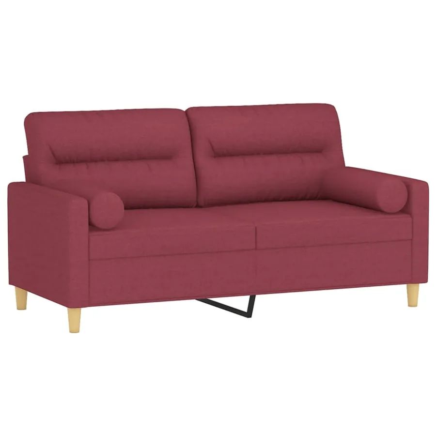 Canapé 2 places avec oreillers bordeaux 140 cm tissu - 3