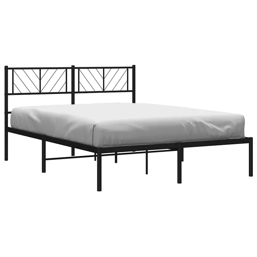 Cadre de lit métal sans matelas avec tête de lit noir 150x200cm - 4