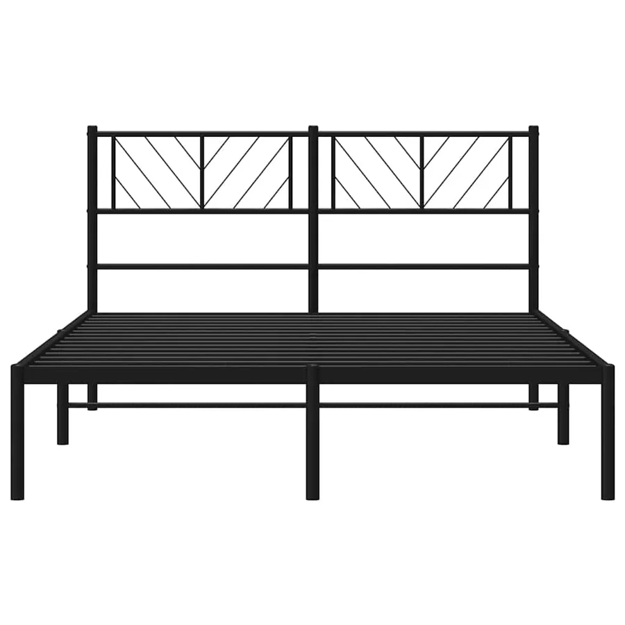 Cadre de lit métal sans matelas avec tête de lit noir 150x200cm - 6