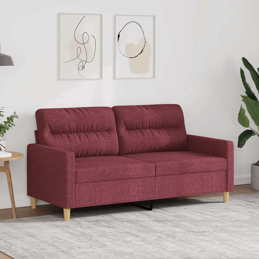 Canapé à 2 places Rouge bordeaux 140 cm Tissu