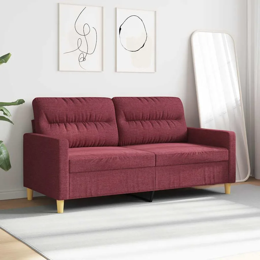 Canapé à 2 places Rouge bordeaux 140 cm Tissu - 3