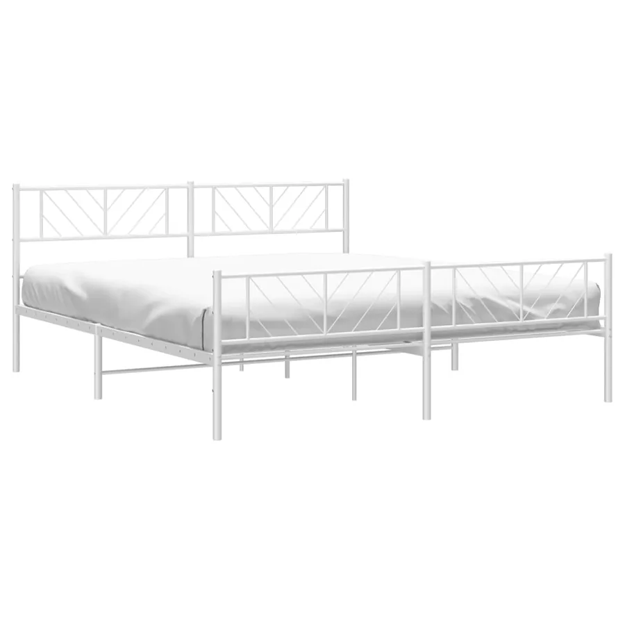 Cadre de lit métal sans matelas et pied de lit blanc 183x213 cm - 3